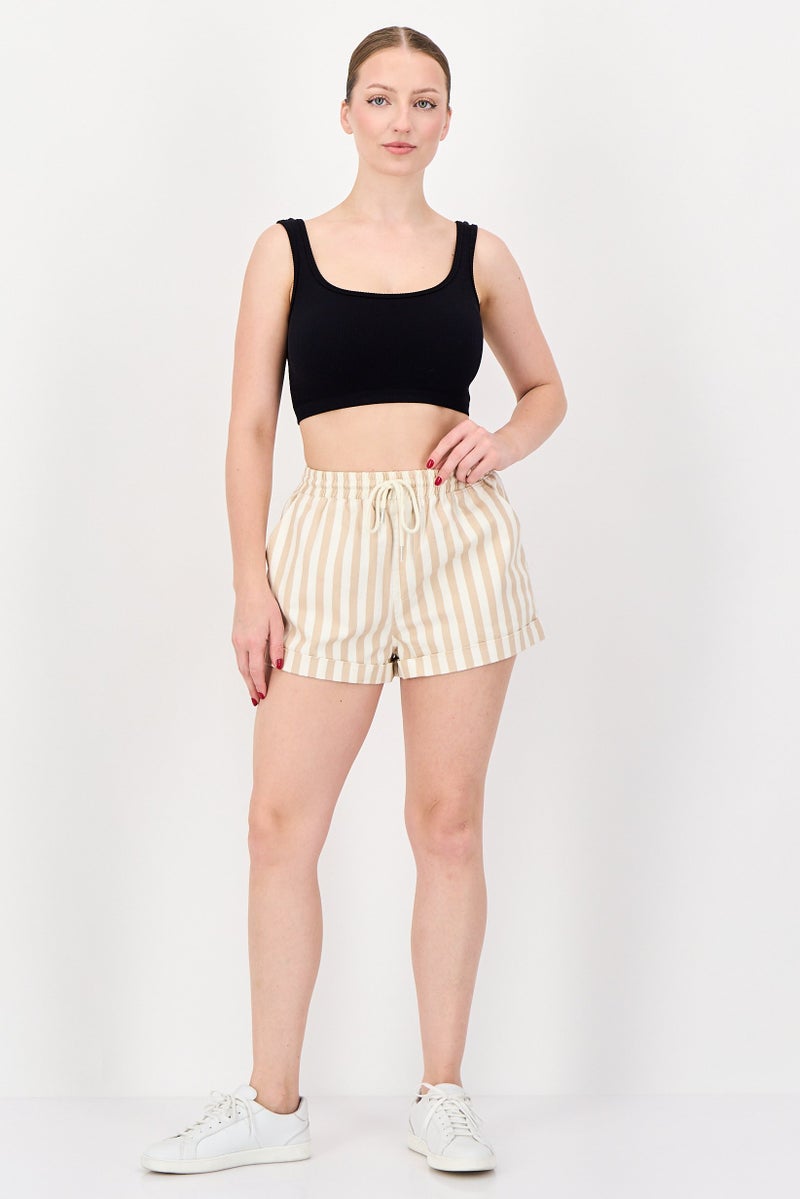 FOREVER 21 Women Drawstring Stripe Basic Shorts, Multicolor - Image 4